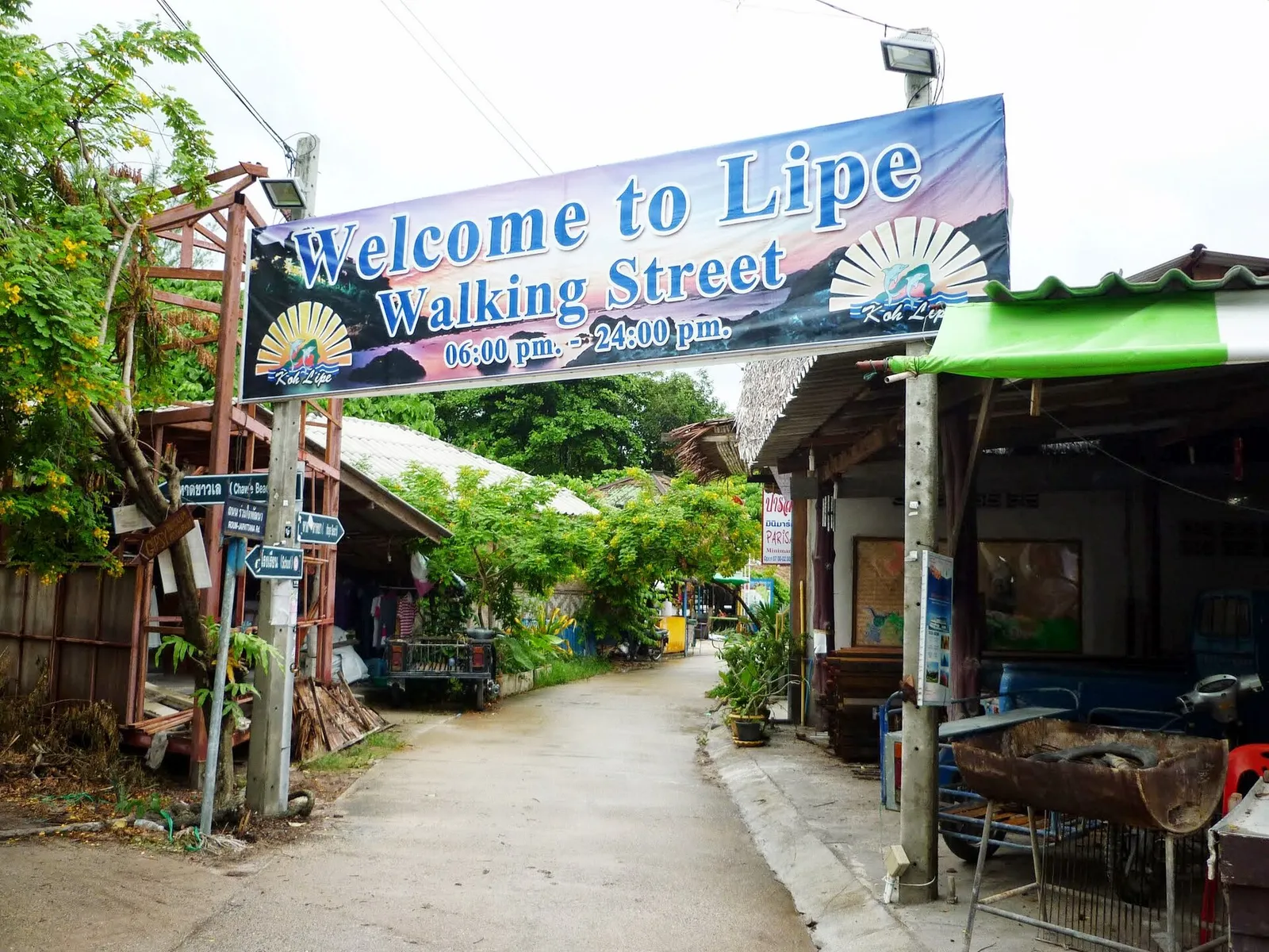Welcome to Lipe Walking Street sign at the entrance to the street